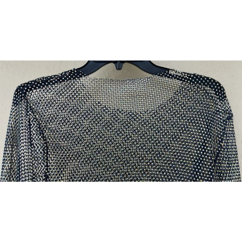 Free People Intimately Filter Finish Top Navy Iridescent Cover Up Rave Night Out